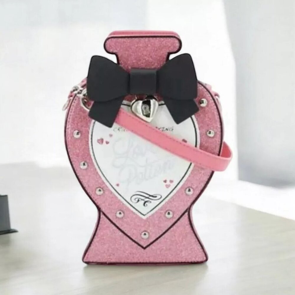 Betsey Johnson Crossbody Womens Love Potion Glitter Pink Purse NWT​